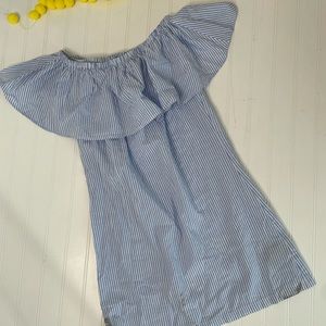 Nana Judy Mercury dress stripe Xs off shoulder blue